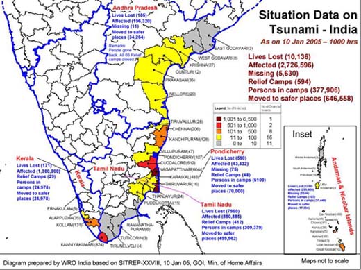 Picture of Map of Tsunami Affected Areas